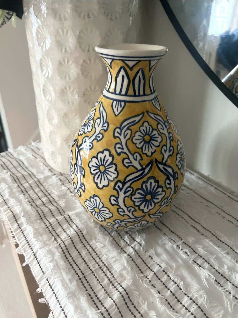 Home&Manor Ceramic Bottle Vase Yellow